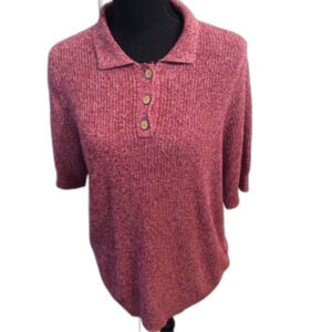 Vintage Polo Linen Blend Sweater Purple Norm Thompson Large L Ribbed EUC